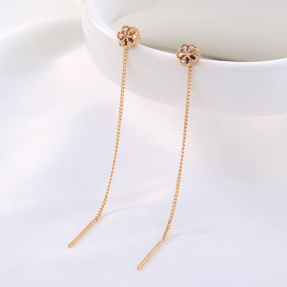 Polygonal Cutout Copper Zircon Pendant Ear Wire