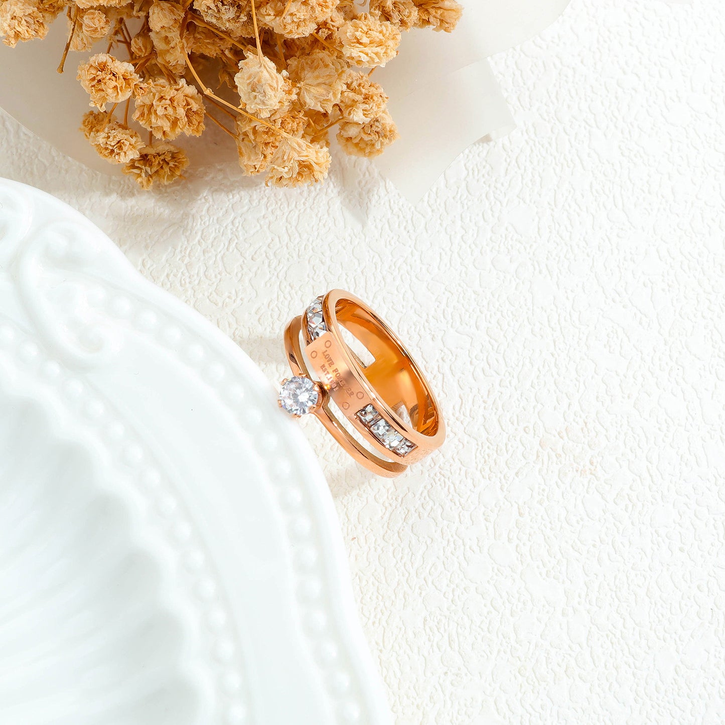 Fashion All-match Rose Gold Diamond Ring