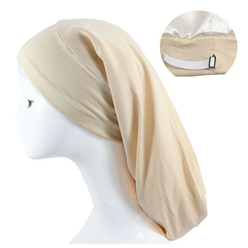 Women's Satin Satin Lined Adjustable Long Nightcap