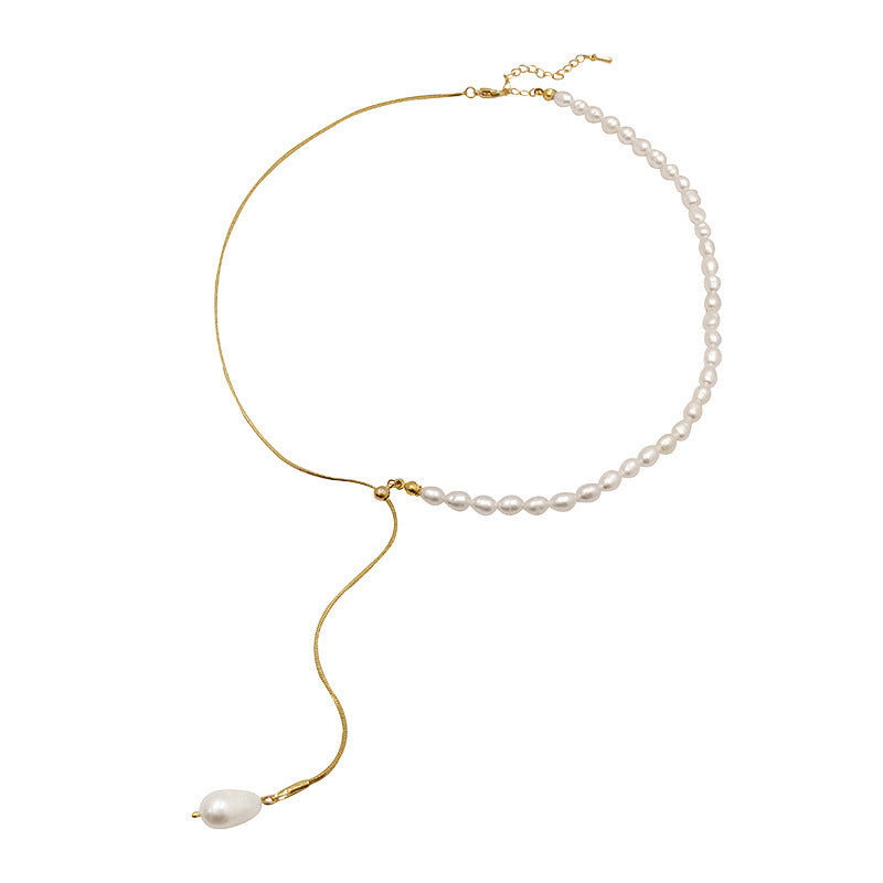 Fashionable Freshwater Pearl Adjustable Pull Necklace