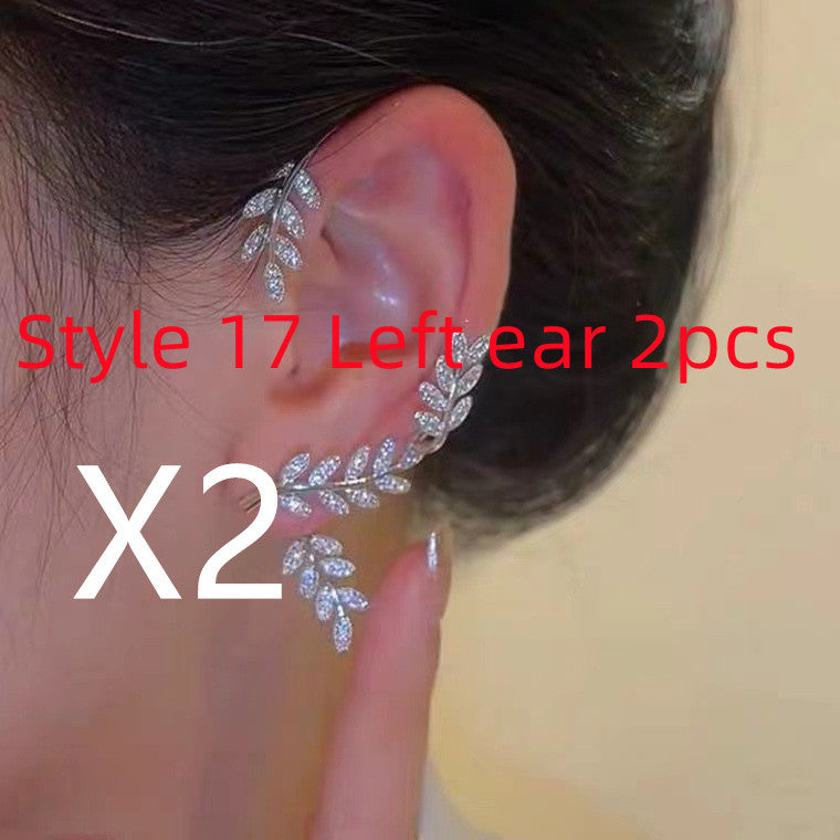 Super Flashing Diamond Earrings With Butterfly Ear Clip Earrings All-in-one Earrings