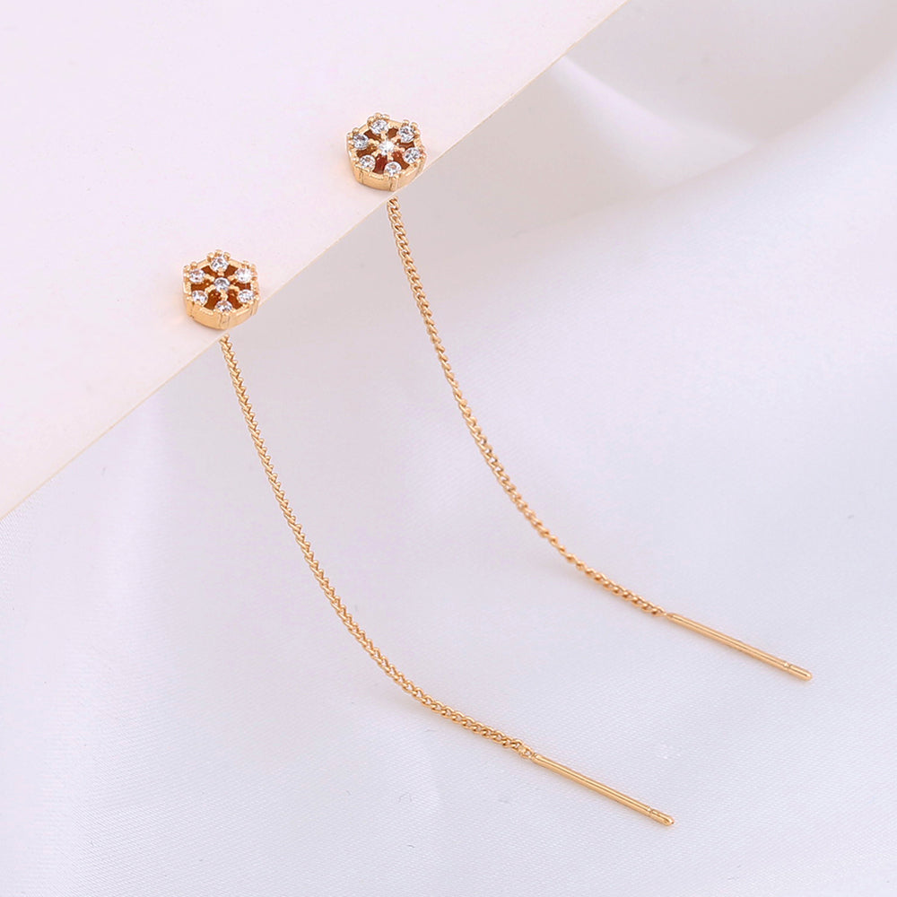 Polygonal Cutout Copper Zircon Pendant Ear Wire