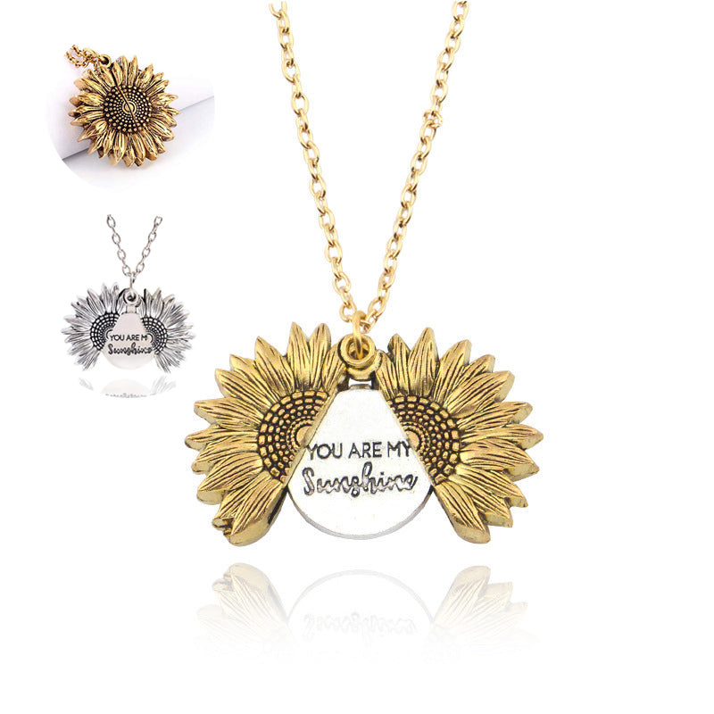 You Are My Sunshine Sunflower Necklace Women Men