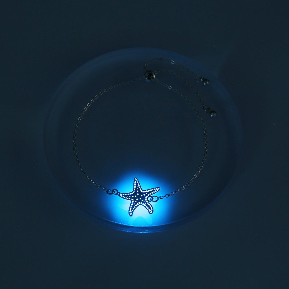 Silver starfish, glow-in-the-dark shrink bracelet