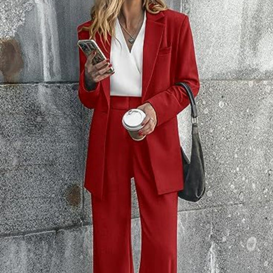 Women's Fashion Casual Solid Color Coat Trousers Suit