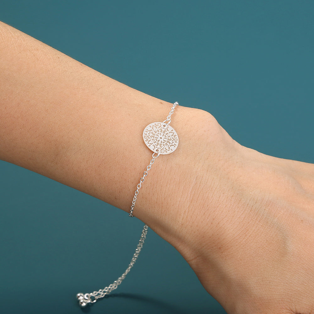 Silver Round textured glow-in-the-dark shrink bracelet