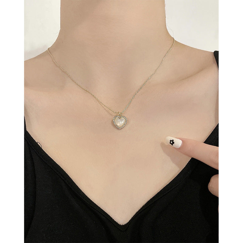 Love Opal Pendant Necklace Female Clavicle