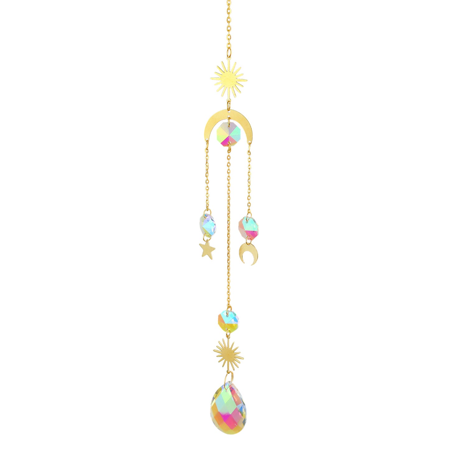 Crystal Sun Catcher Moon Star Wind Chime Pendant