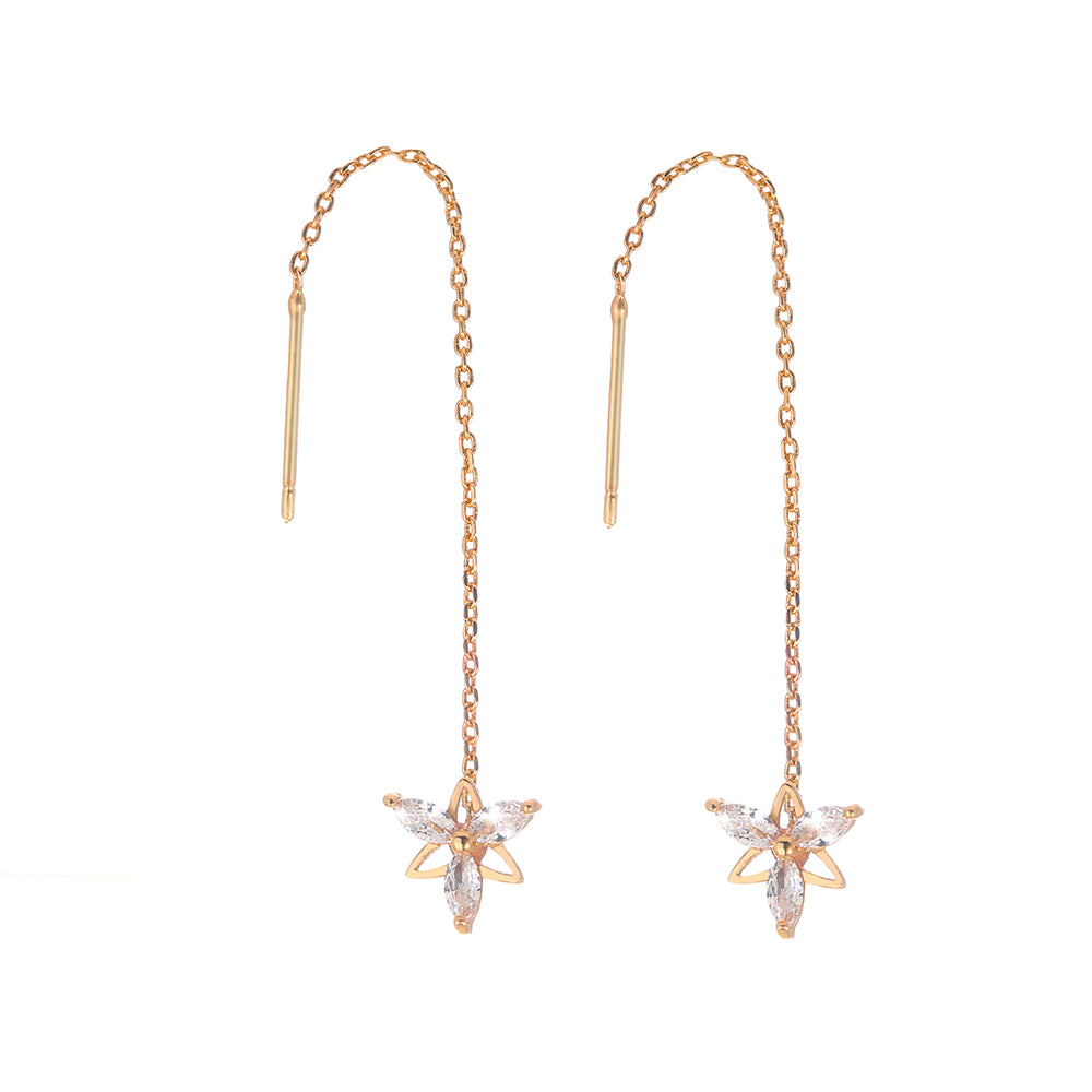 Copper Butterfly Gold Tassel Threader Earrings