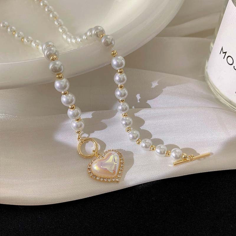 Super Fairy Temperament  Pearl Love Necklace