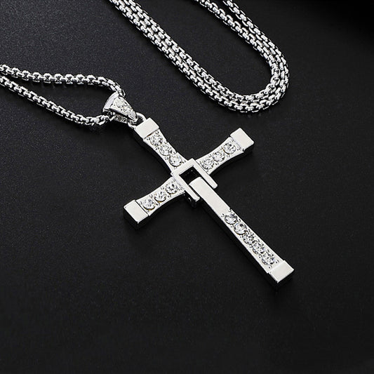 Cross Couple Boys Necklace Pendant Titanium Steel Chain Fast And The Furious Dominic Toretto