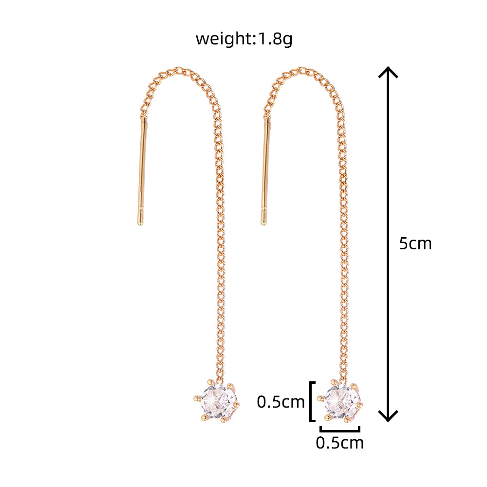 Gold Six-prong Zircon Copper Hardware Tassel Ear Wire