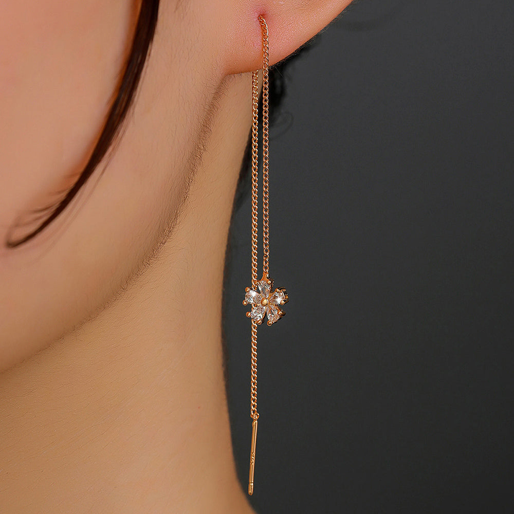 Gold Crown Waterdrop Zircon Tassel Earrings