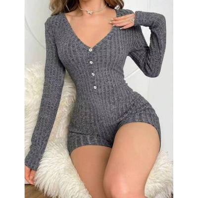 Casual Slim Women Rib Knitted Jumpsuit