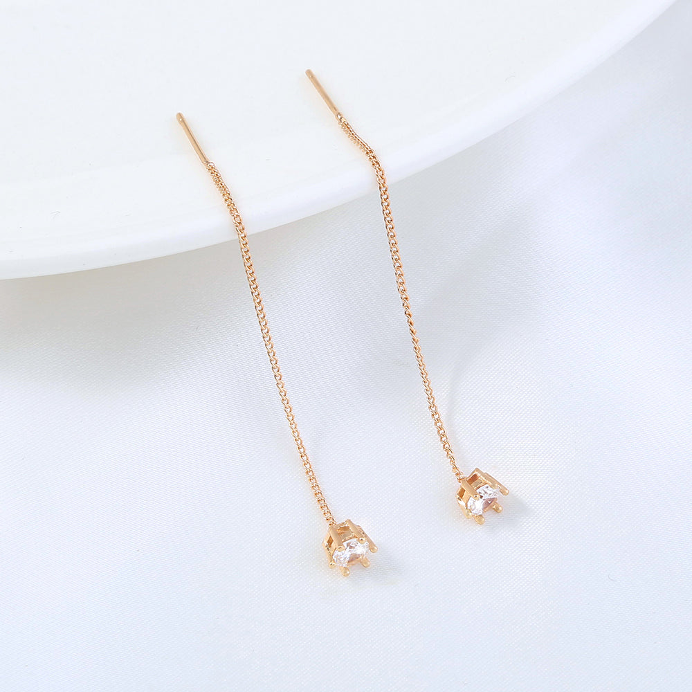 Gold Six-prong Zircon Copper Hardware Tassel Ear Wire