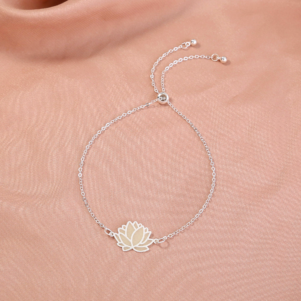 Silver Brass Lotus drop oil glow-in-the-dark bracelet