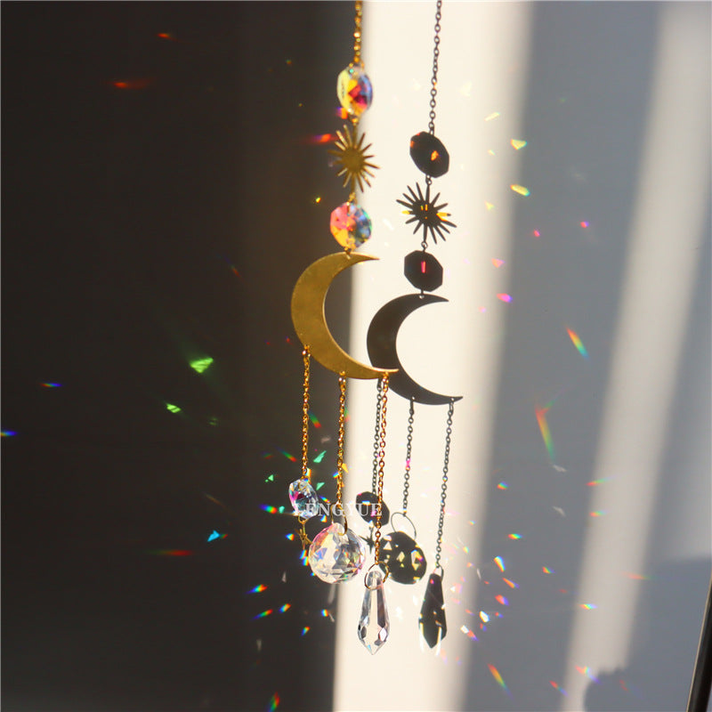 Crystal Sun Catcher Moon Star Wind Chime Pendant