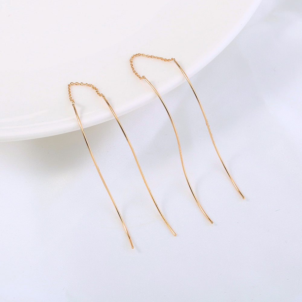 Gold S-shaped Wave Threader Earrings