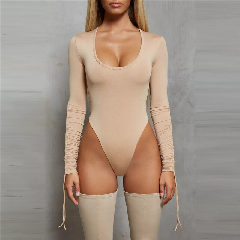 Sexy Long Sleeve Scoop Neck - Stretchy Bodysuit