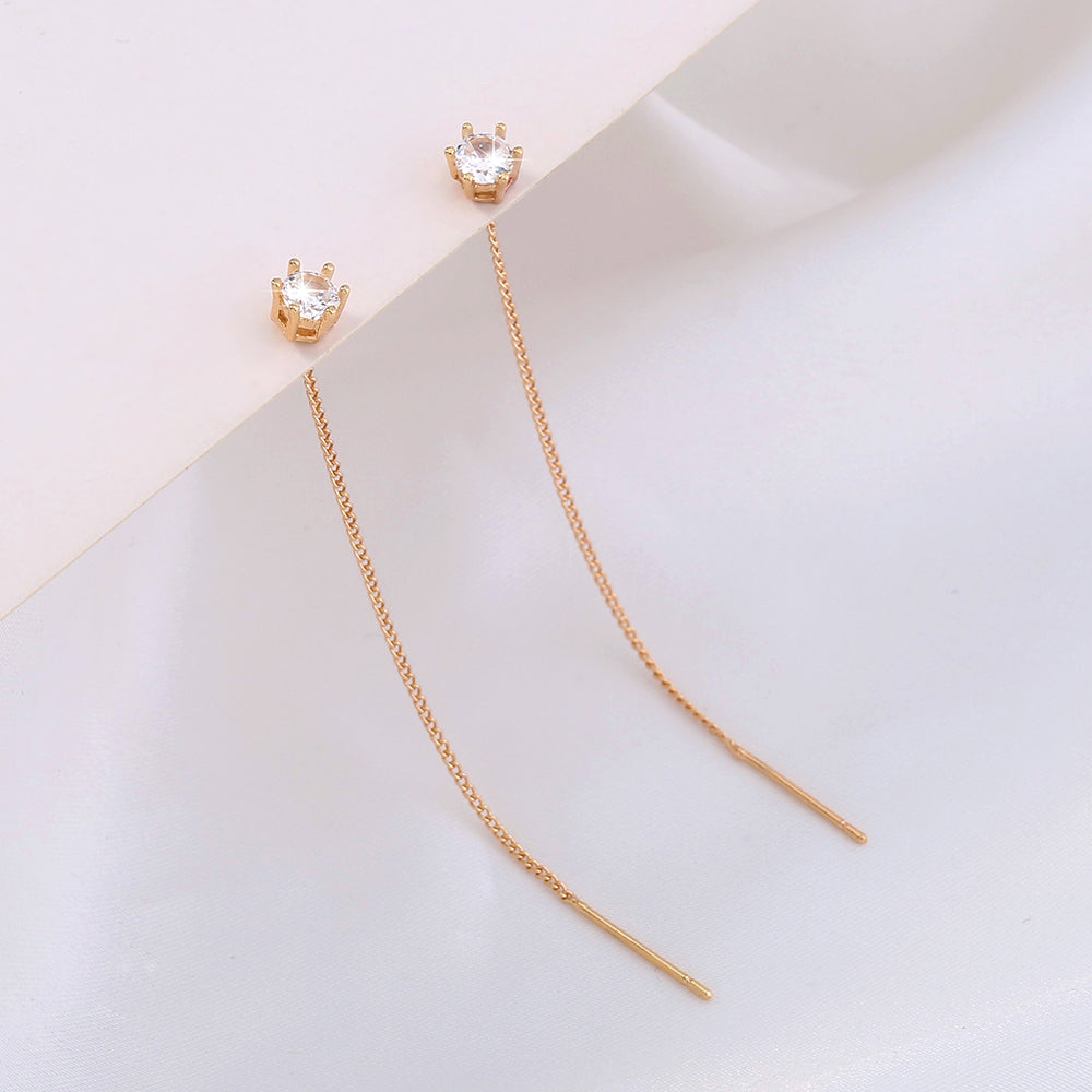 Gold Six-prong Zircon Copper Hardware Tassel Ear Wire