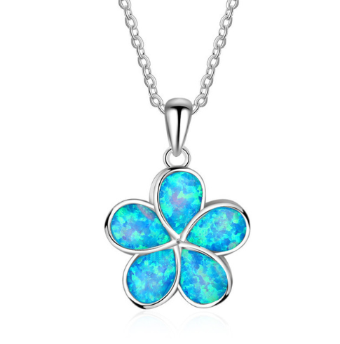 Fashion silver filled blue opal sea turtle pendant necklace for women female Animal wedding ocean beach jewelry gift