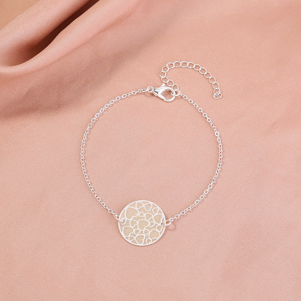 Silver Round Heart Texture glow-in-the-dark bracelet