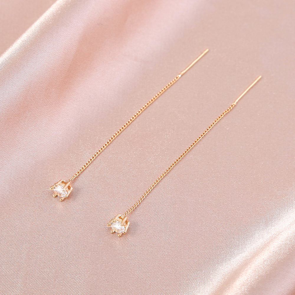 Gold Six-prong Zircon Copper Hardware Tassel Ear Wire