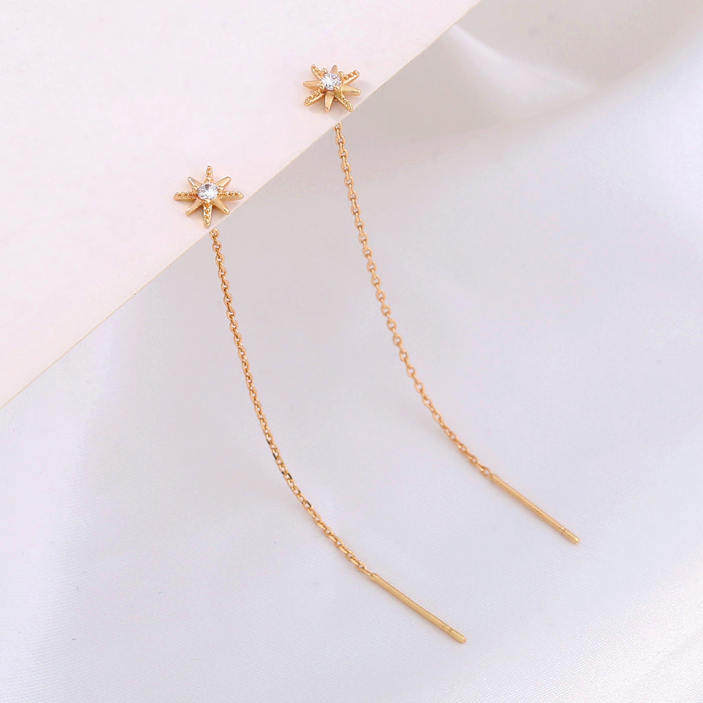 Gold Hexagram Zircon Copper Accessories Tassel Ear Wire