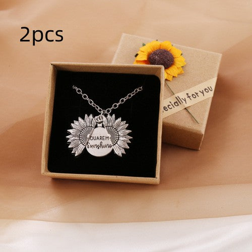 You Are My Sunshine Sunflower Necklace Women Men