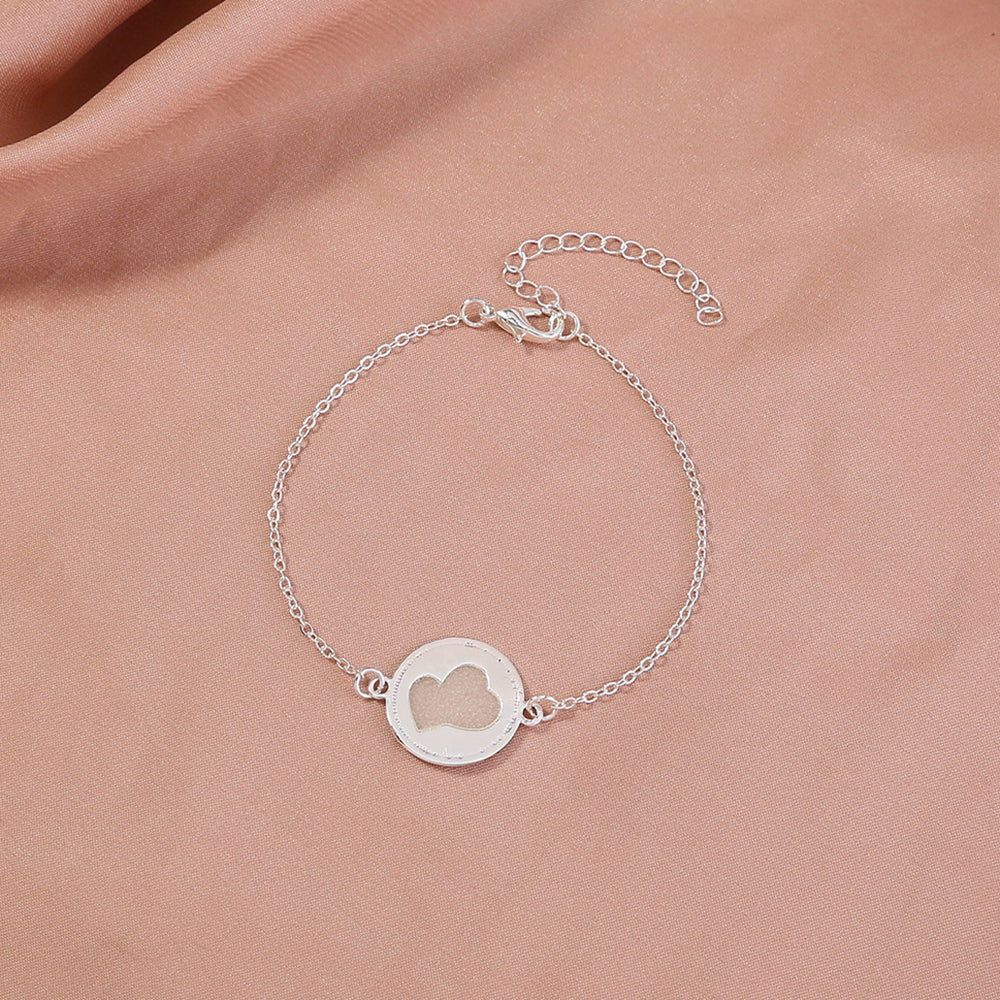 Silver round copper disc luminous bracelet