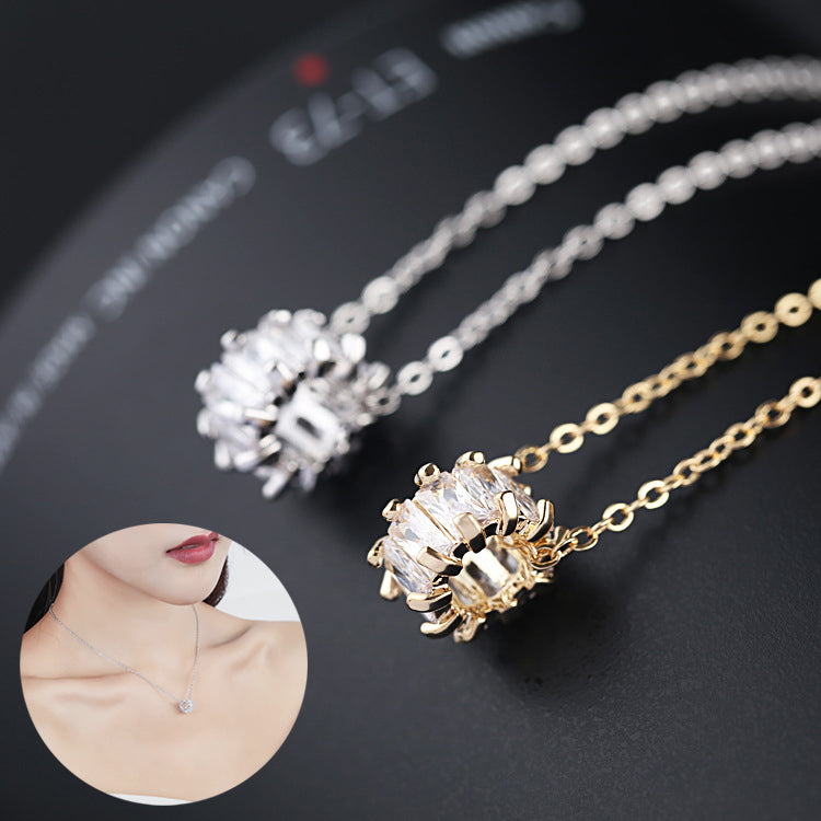 Cylinder Zircon Necklace Rhinestones Ins Fashion Jewelry Accessories