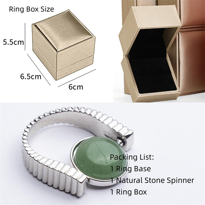 Original Fidget Spinner Rings Natural Stone Rings Replaceable Spinners For Anxiety And Stress Relief Jewelry Gifts