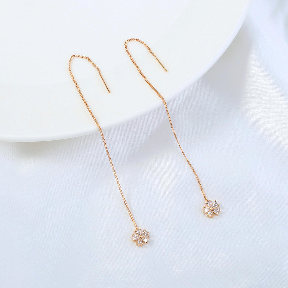 Gold Crown Waterdrop Zircon Tassel Earrings