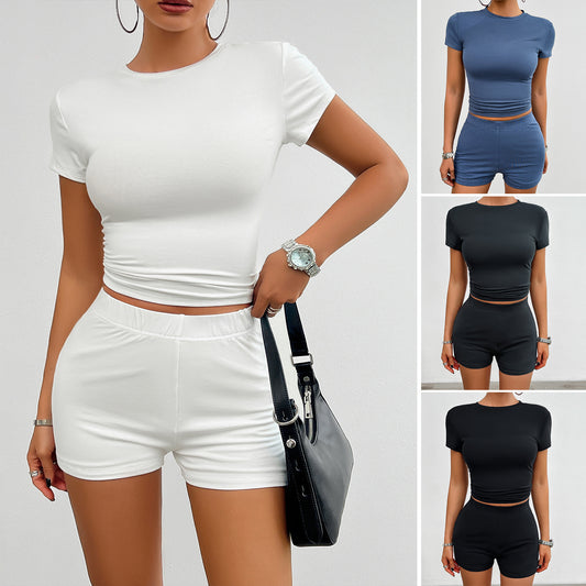 Slim Short-sleeved Round Neck Set