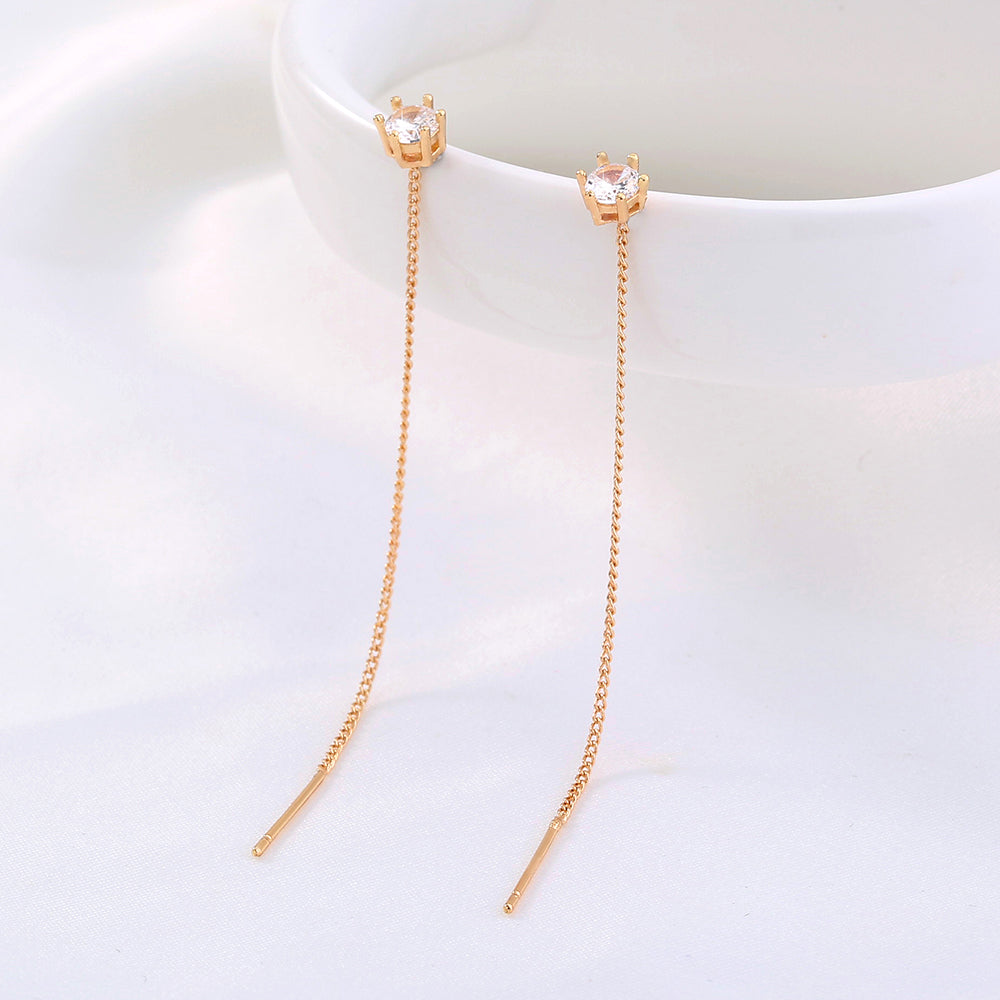 Gold Six-prong Zircon Copper Hardware Tassel Ear Wire