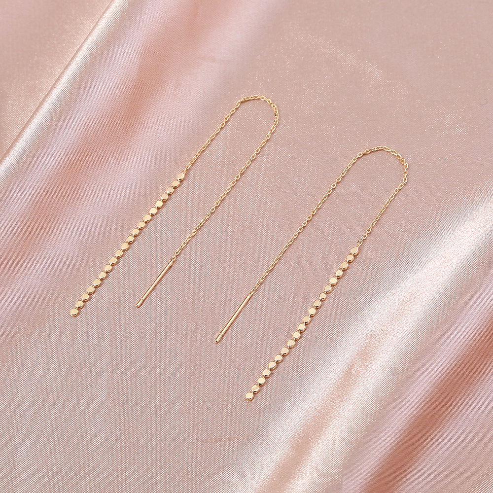 Gold-tone Copper Micro-set Zirconia Long Tassel Earwires