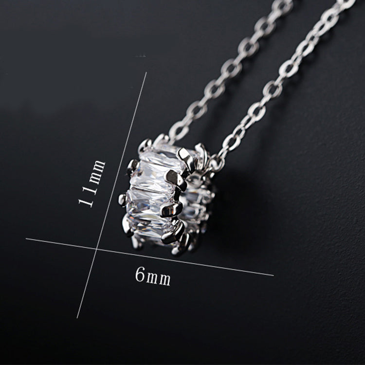 Cylinder Zircon Necklace Rhinestones Ins Fashion Jewelry Accessories