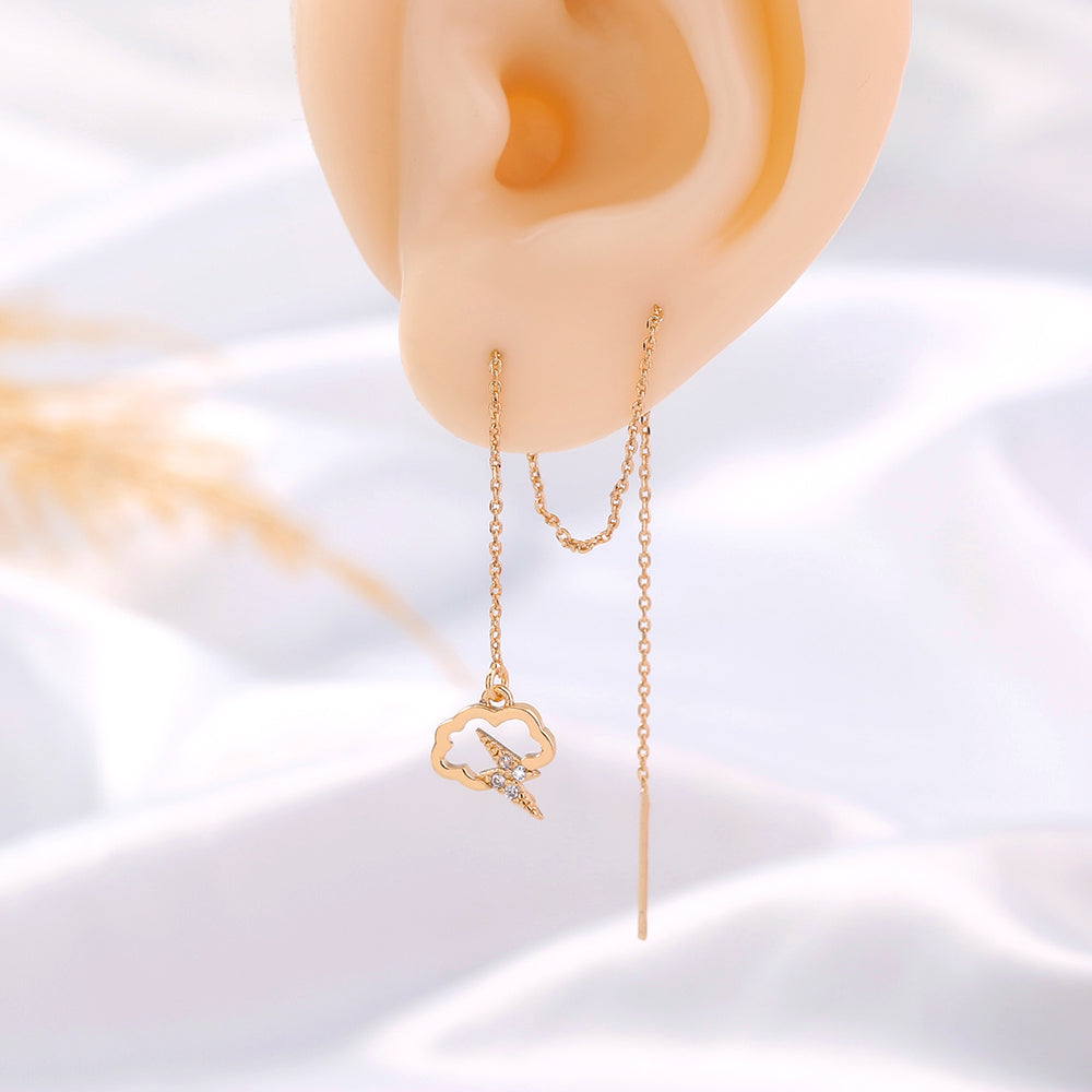 Gold Cloud Lightning Copper Tassel Pendant Ear Wire