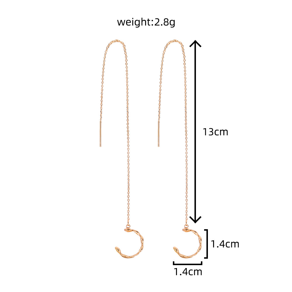 Gold Long Fringed Copper Ear Clip Ear Wire