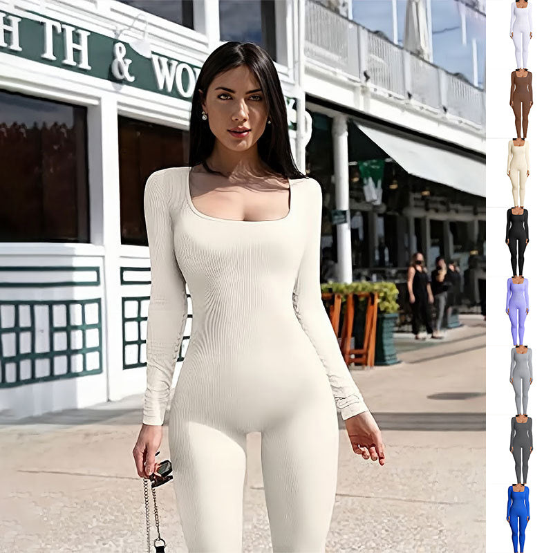 Long Sleeve Square Collar Jumpsuit