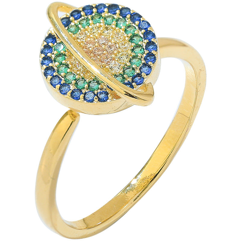 Rotating Colored Diamond Ring Female Ins Net Celebrity Explosion Design Sense