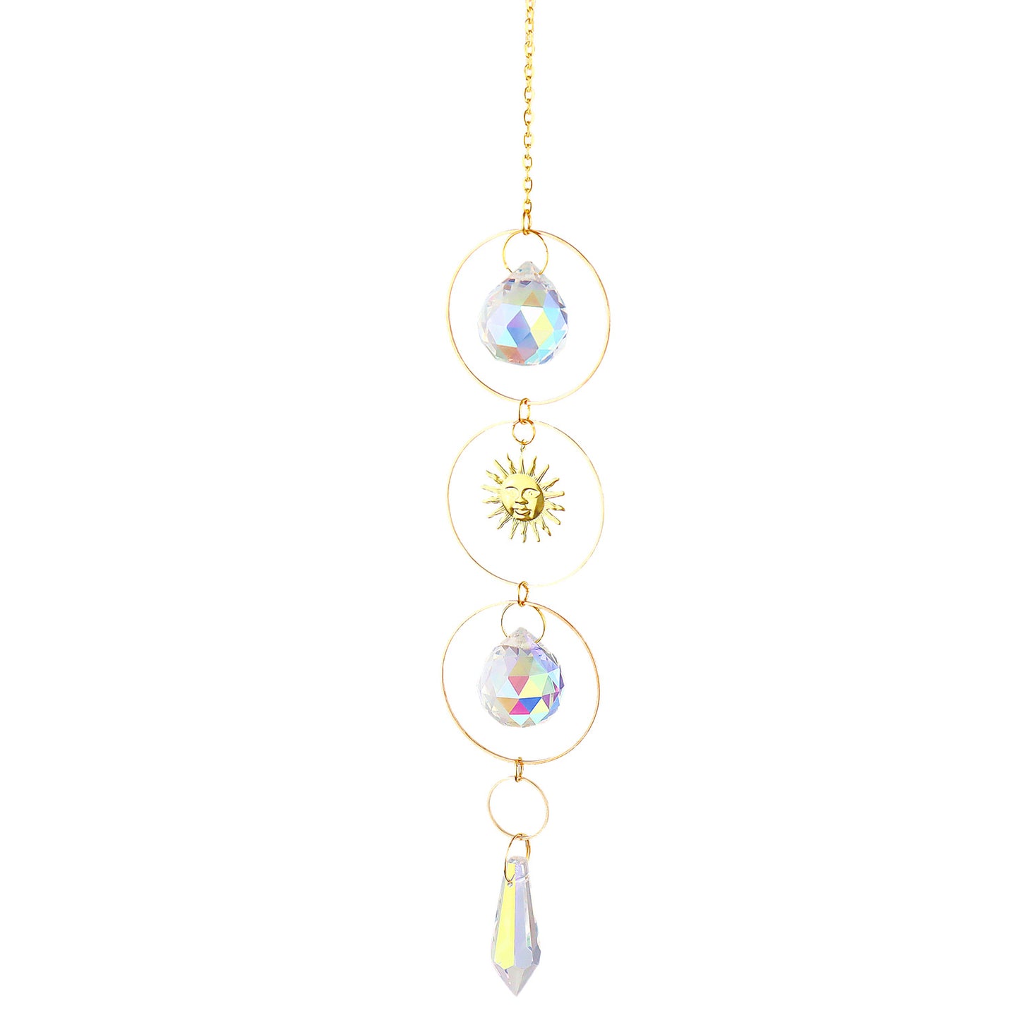 Crystal Sun Catcher Moon Star Wind Chime Pendant