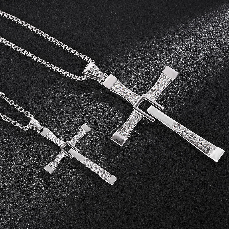 Cross Couple Boys Necklace Pendant Titanium Steel Chain Fast And The Furious Dominic Toretto