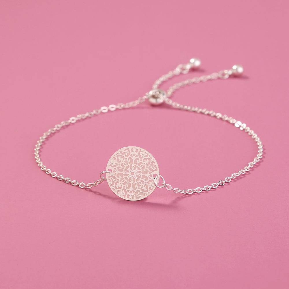 Silver Round textured glow-in-the-dark shrink bracelet