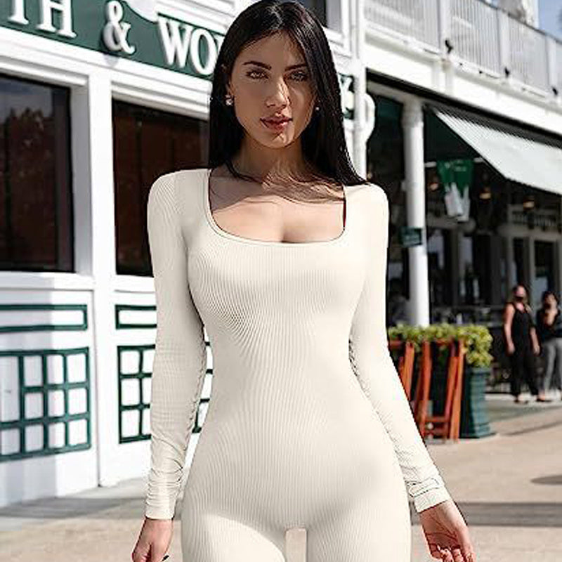 Long Sleeve Square Collar Jumpsuit