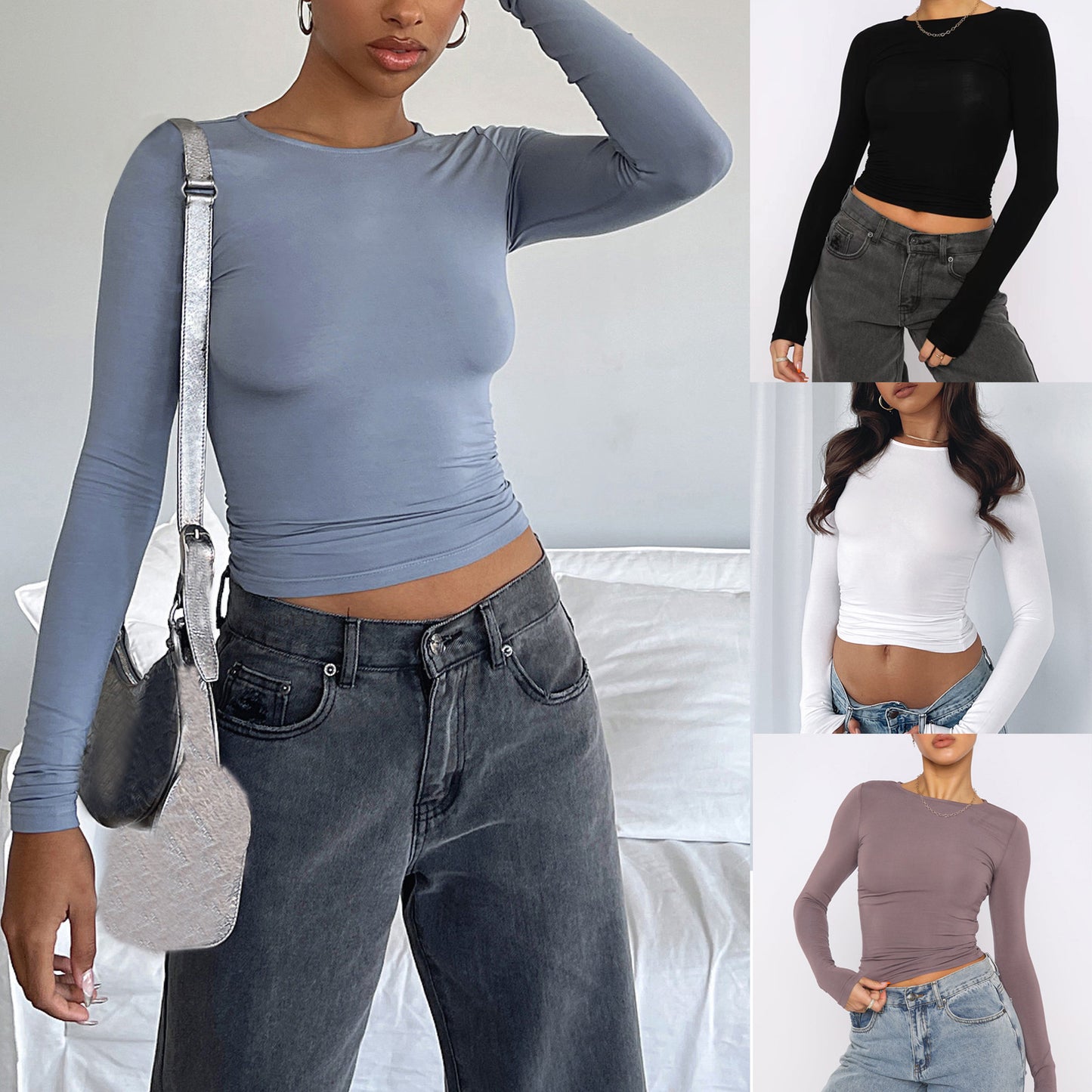 Slim Long-sleeved Pullovers Solid Causal Fit Shirt