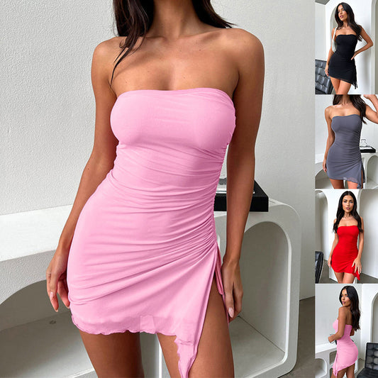 Tube Split Backless Short Dress