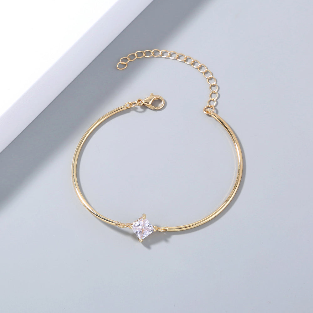 Zinc Alloy Elbow Tube Gold Plated Copper Micropaved Zircon Pendant Bracelet