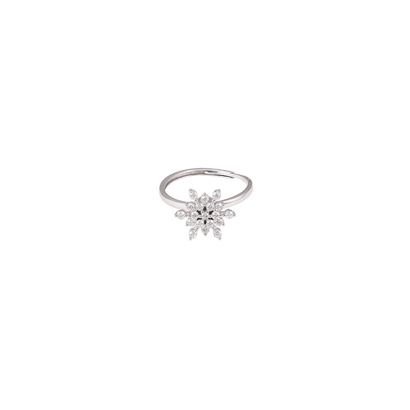 Fashion S925 Sterling Silver Snowflake Rotating Ring