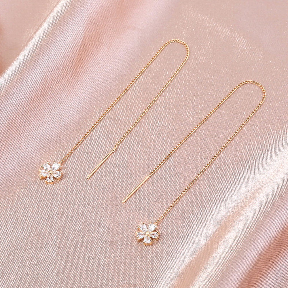 Gold Crown Waterdrop Zircon Tassel Earrings